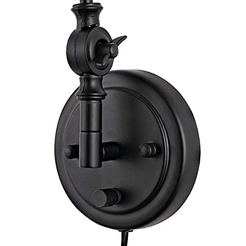 Wingbo Vintage Adjustable Swing Arm Wall Lamp Foldable Black Wall Light Plug-In Cord Industrial Wall Sconce Plug In Or Hardwire With On/Off Switch Wall Mounted Reading Light Fixture Bedside Lamp #TOP7