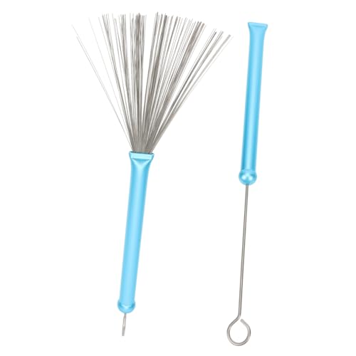 HEMOTON Stainless Steel Drum Brush Set Pack Retractable Drum Brush Metal Handle Aluminum Rod Body for Easy Use