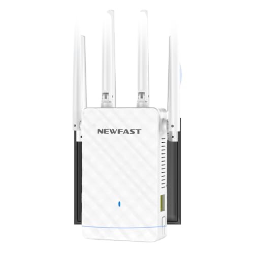 NEWFAST N300 Ripetitore WiFi Potente con 4 Antenne, WiFi Extender 2.4GHz...