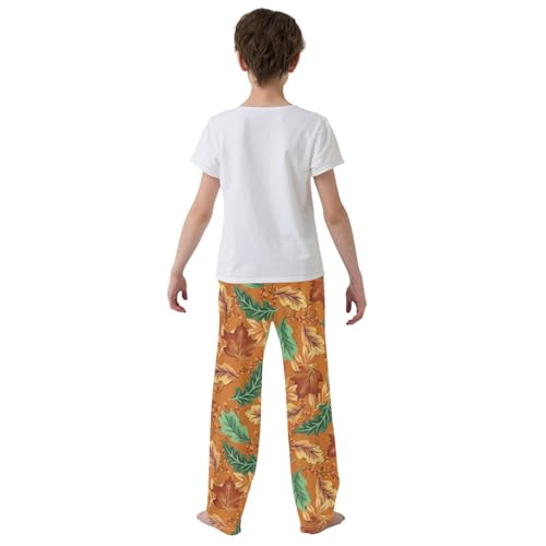 Maple Leaves in Fall Boys Long Pants Soft Trousers Elastic Waist Kids Lounge Bottoms with Pockets S-XL3