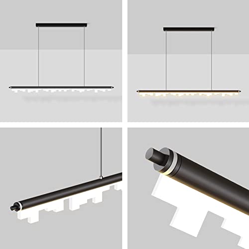 Lámpara colgante de tubo largo lineal negro de 90cm con pantalla acrílica blanca 6