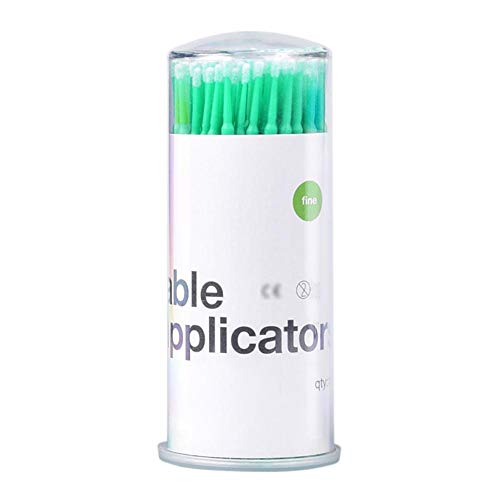 Preisvergleich Produktbild 100 Stück Wattestäbchen, ultrafein, weich, Einweg-Mikropinsel, Wimpernverlängerung, Applikator für Wimpern-Make-up und Entfernung, Nagelkunst, Malerei, Handwerksartikel, Zahnreinigung grün