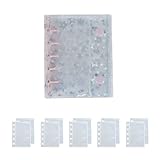 フリランス-ショプ M5透明バインダー シール手帳 PPリフィル 10枚付き クリアバインダー 5穴 軽量 丈夫 PVC 多用途 女の子 (ピンク)