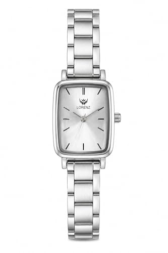 Image of LORENZ Women's Wrist Watch | Elegant Rectangular Silver Dial | Stainless Steel Strap | Slim Stylish Casual Formal Watch | Quartz Analog Watch for Women & Girls