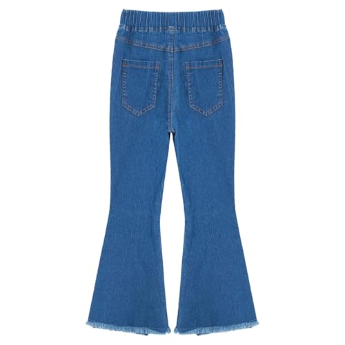 JEYPINMI Big Girl's Ripped Raw Hem Flare Bell Bottom Jeans High Waisted Denim Pants Casual Bootcut4