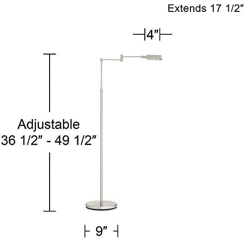 360 Lighting Zema Modern Adjustable Swing Arm Pharmacy Floor Lamp Standing Led 49.5" Tall Brushed Nickel Silver Aluminum Metal Shade Decor For Living Room Reading House Bedroom Family Home #TOP3