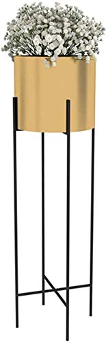 Ezzu Crafts Modern Plant Stand- Set with Tall Metal Stand, Decorative Standing Flower Succulent Pot Holder, Indoor Outdoor Terrace Patio Home Decor Color Gold and Black (B084F8XJ26) Amazon Price History, Amazon Price Tracker