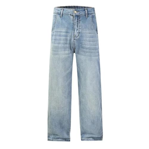 Men’S Low Waist Baggy Jeans Loose Fit Wide Leg Denim Pants Casual Button Fly Lightweight Solid Color Jeans2