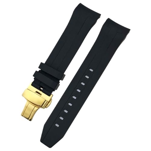 FNDWJ Correa de reloj de goma con extremo curvado, 21mm, 22mm, para Tissot T120 Seastar T120407A T120417A, pulsera de silicona negra y naranja(Black gold2,22mm)