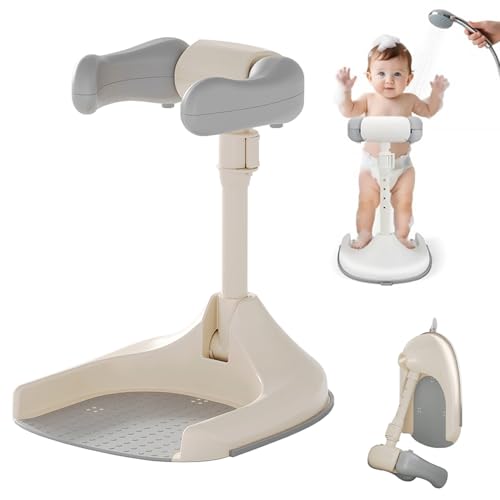 Support de douche réglable avec base antidérapante, baignoire debout pour enfant pour la marche et l'entraînement, idéal pour une fête prénatale pour les enfants de 12 à 36 mois