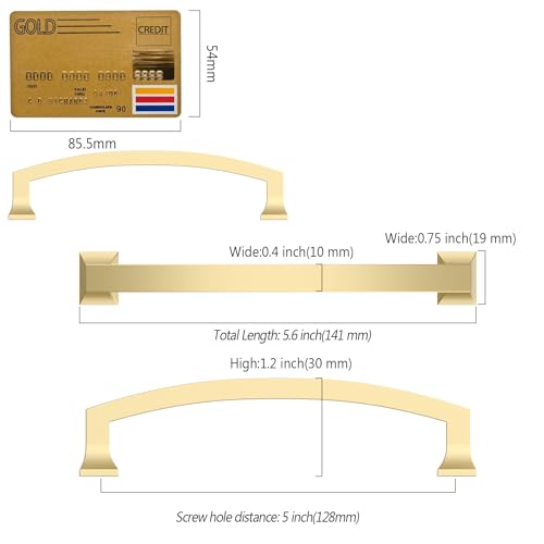 Amerdeco 10 Pack Brushed Gold Cabinet Pulls 5" — view 5