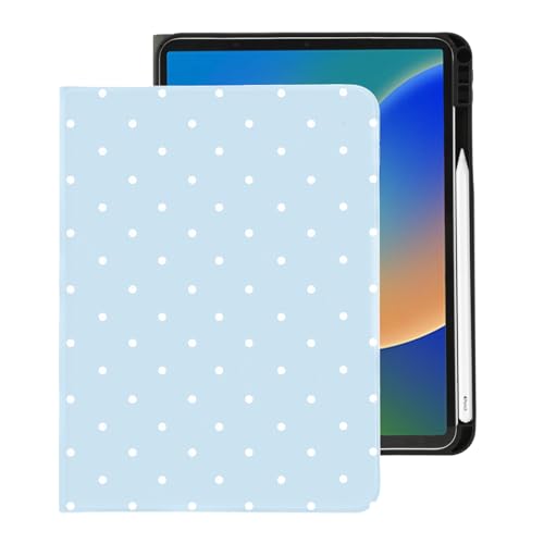 Coque iPad Pro 11 M4/M5 en cuir TPU bleu texturé de qualité supérieure à pois chic