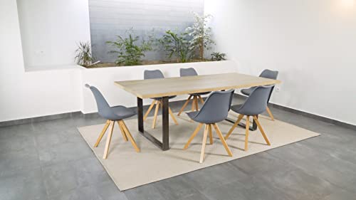 Miniatura 2 de Mog Casa Mesa De Comedor Macon 220x100 Cm Mesa De Cocina, Madera Y Patas En Metal Roble Industrial