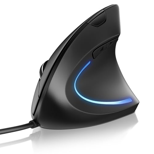 CSL - ergonomische Vertikalmaus mit Kabel - optische Maus 6400 DPI - kabelgebunden USB - Vorbeugung gegen Mausarm/Tennisarm (RSI-Syndrom) - besonders armschonend - 6 Tasten - PC Notebook Mac