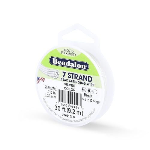 Beadalon 7-Strand Stainless Steel Beading Wire, .012 in / 0.30 mm - Silver