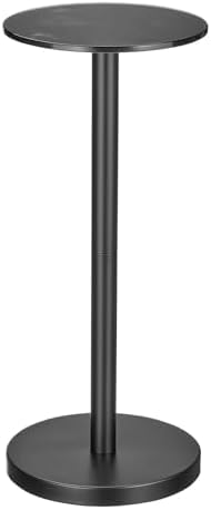 mDesign Mesa de noche lateral o final de cristal, pequeña y moderna mesita de noche de metal con acento redondo para sala de estar, dormitorio,