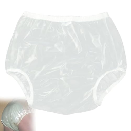 Adult Waterproof Plastic Pants,Leakproof Underwear for Incontinence,Washable Reusable Adult Cloth Nappy Cover,Stay Comfortable and Dry,2XL,White