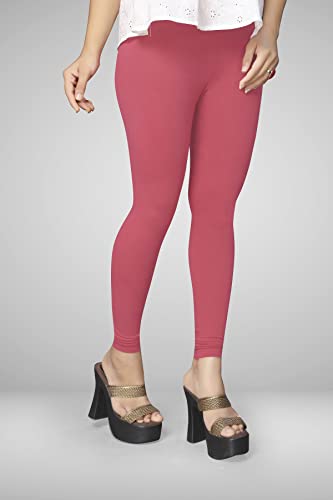 Image of Women's Cotton Skinny Leggings with Ankle Length Solid Pattern Mid Rise and Elastic Closure | Cotton Skinny Leggings for Womens
