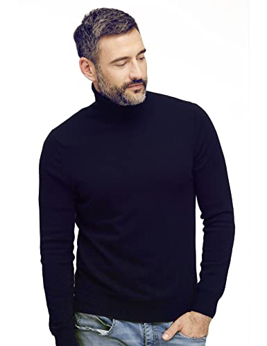 BRUNELLA GORI Pull col roulé - Homme, Automne/Hiver - 100% Cachemire - 100% Fabriqué en Italie - Bleu Marine - XL Cover