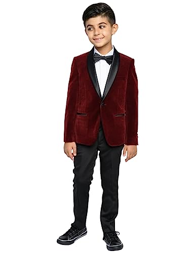 Veste en Velours Garçon Costume Smoking Noir Enfant de Soirée Mariage
