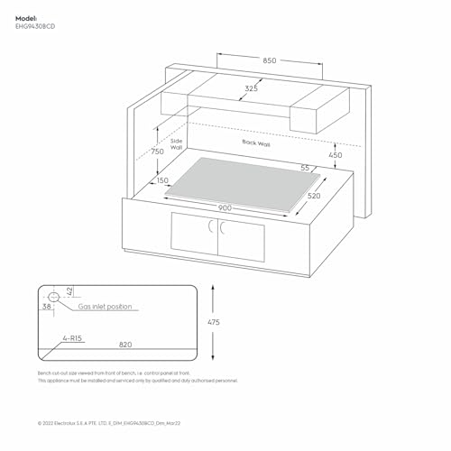 Electrolux 4 Burner Auto Ignition Glass Top 90cm Built-in Gas Hob, UltimateTaste 300, Black, EHG9430BCD - Image 2