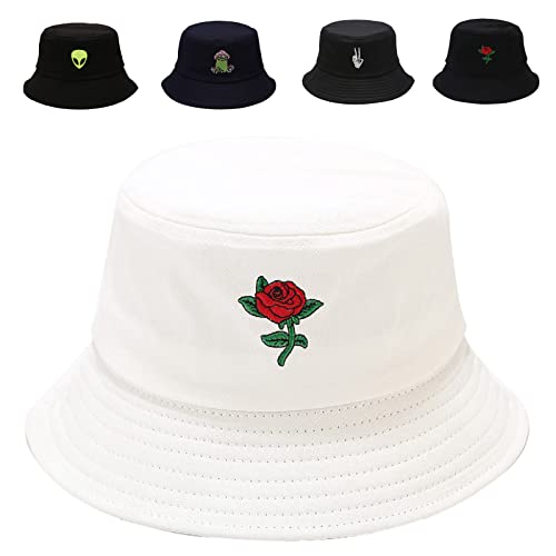 Image of Cotton Bucket Hat for Women Men Summer Travel Sun Beach Bucket Cap, Unisex Outdoor Fisherman Hat