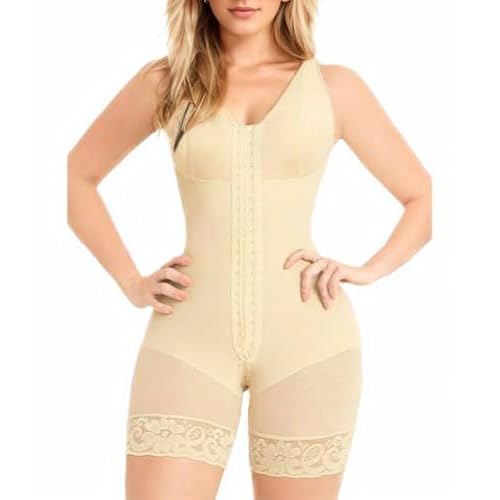 Fajas Colombianas Shapewear for Women Tummy Control Post Surgery Full Body Shaper Butt Lifter with Zipper Crotch 3X-Large Beige