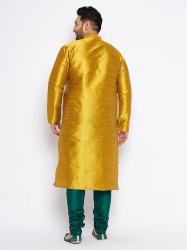 Image of Vastramay Plus Men's White Silk Blend Kurta Pyjama Set VPLUSMKWH001nPBL 44 | Independence Day