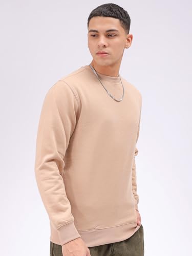 Image of The Indian Garage Co Men Regular Fit Solid Crew Neck Overhead Sweatshirt