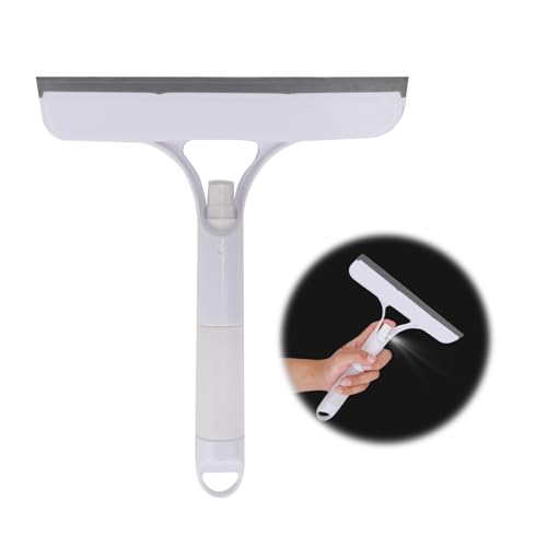 Image of Generic Shower Squeegee for Shower Glass Door, Spray Water and Wipe 2 in 1, Bathroom Cleaner Tool Household Window, Kitchen tabletop, Mirror Squeegee, Tile Wall, Car Windows (10 Inches-White)