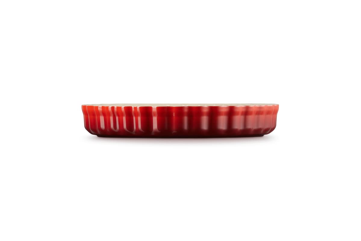 LE CREUSET Héritage Moule à Tarte, Céramique, 28 cm, 1,82 kg, Cerise, 71120280600001