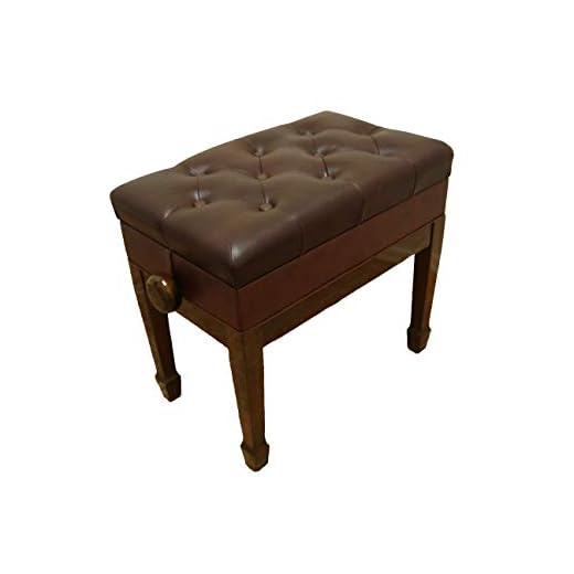 CPS Imports Adjustable Artist Piano Bench Stool in Walnut with Music Storage