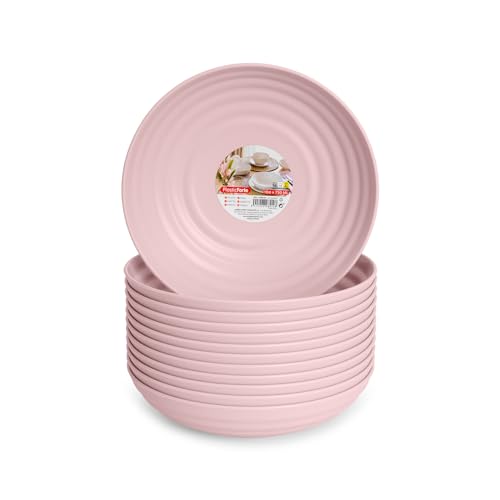 PracticDomus Set di 12 piatti in plastica rigida Classic riutilizzabili e infrangibili per feste ed eventi (rosa, semi-fondo 19 cm) PracticDomus Set di 12 piatti in plastica rigida Classic riutilizzabili e infrangibili per feste ed eventi (rosa, semi-fondo 19 cm)