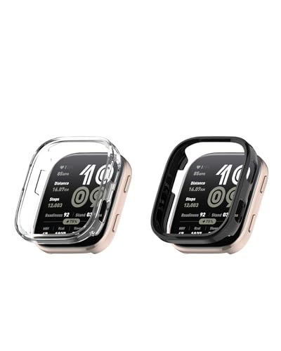 For Amazfit Bip 6 �p �P�[�X �J�o�[ �\�t�g PC�� �v���e�N�^�[�J�o�[ YAJOJO ���� �Ռ��z�� �S�ʕی� �����ȒP ���ϋv �����ȒP �t�C�����Ȃ��y�u���b�N+�N���A�z
