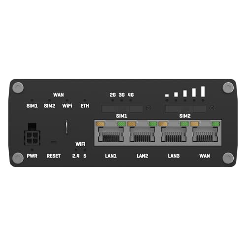 Image of Teltonika RUTX11 RUTX11340400 Industrial 4G LTE Cat 6 Router, Dual SIM with Auto Failover, Wi-Fi 5 & Bluetooth, 4X Gigabit Ethernet, Compatible with AT&T, Verizon & T-Mobile, North America | LTE CAT6 300 Mbps, Dual SIM Auto-Failover, Dual-Band WI-FI 5, 4x Gigabit Ethernet