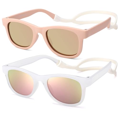 LIU·WEN Polarized Baby Sunglasses with Silicon Strap - Bendable Flexible for Infant Newborn Age 0-18 Months