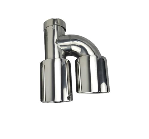 Tuyau d'échappement double sortie H embout inox pour customisation voiture droit 51-76