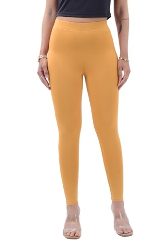 Image of Cotton Ankle Length Leggings for Women & Girls | Stretchable Elastane Fabric | Non See Through | High Waist Regular Fit Casual Leggings