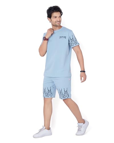 Image of WEET Cotton T-Shirt and Shorts Set for Men,Night Wear for Men,Men's Pyjama Set 114