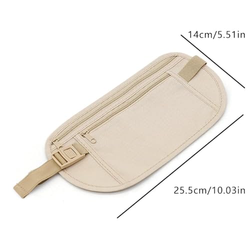 Image of Secure Travel Money Belt, Anti-Theft Passport Holder Travel Wallet for Men Women, adjustable Elastic Concealed Money Belt for Women Men Running Dog Walking (Khaki)