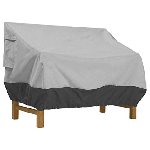 Asiacreate Patio Loveseat Cover,Outdoor Waterproof Bench Covers,Lawn Deep Lounge Sofa Cover,76"x32.5"x33",Gray & Black Cover