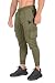 YoungLA Men's Gym Joggers Cargo Style Pants W/Multiple Pockets Tapered Fit 203 Olive Medium