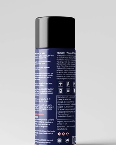 Image of BANNA Krayon Black Acrylic Spray Paint 400 ml | Quick Dry Rust-Resistant Multi Surface Aerosol Spray Paint for Metal, Wood, Plastic, Glass, Furniture & DIY Projects