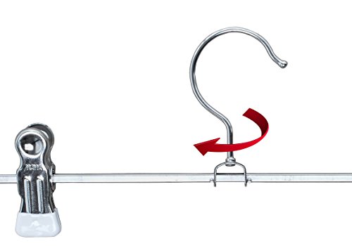 Mawa By Reston Lloyd Non-Slip Space-Saving Clothes Hanger For Pants & Skirts With Two Clips, Style K/40D, Set Of 10, 15 3/4"L, White #TOP1