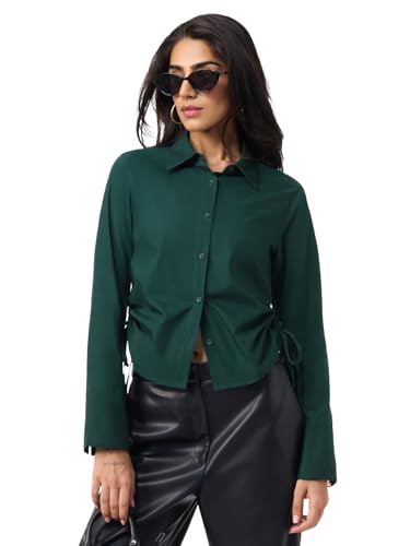 Chemise cintrée en coton léger toutes saisons vert émeraude