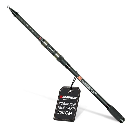 Robinson Angelrute - Teleskoprute Karbon - Kompaktes Transportmaß - Robuste Ringe - Rutschfester Rollenhalter - Leicht und widerstandsfähig - Stinger X-Cross Tele