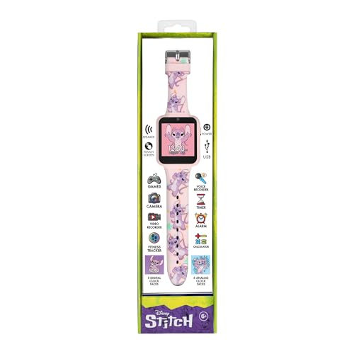 Disney Kids Lilo & Stitch Angel Pink Digital Interactive Smart Watch with Silicone Strap LAS4088
