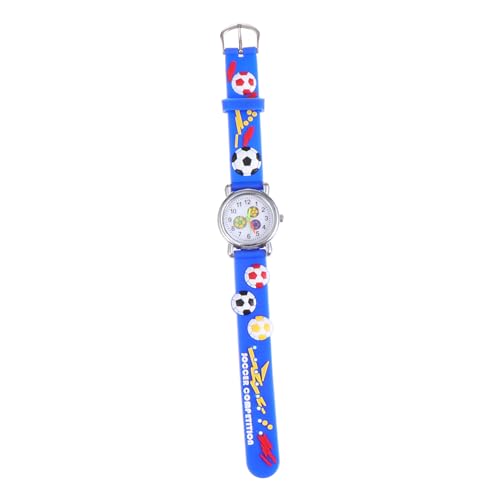 BESPORTBLE 1 Pieza Reloj de Patrones de fútbol para Mirar Chicas pequeño Esté a los Ver Material de la Cabeza: plástico Azul