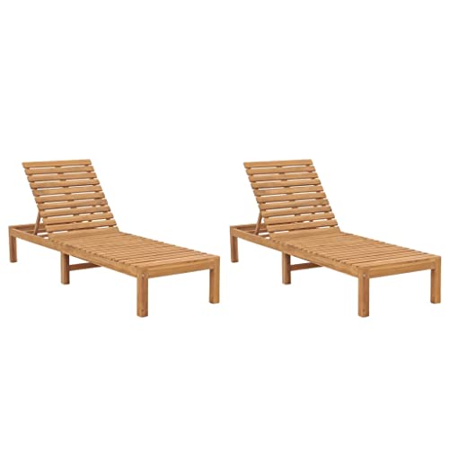 RuiNingRN Hamacas de 2 piezas de madera maciza de teca, respaldo ajustable, ergonómico y resistente a la intemperie, ideal para jardín, terraza, balcón, piscina, relajación al aire libre