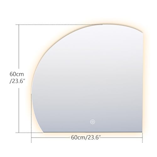 Miroir DEL semi-circulaire à intensité variable et verre incassable HD